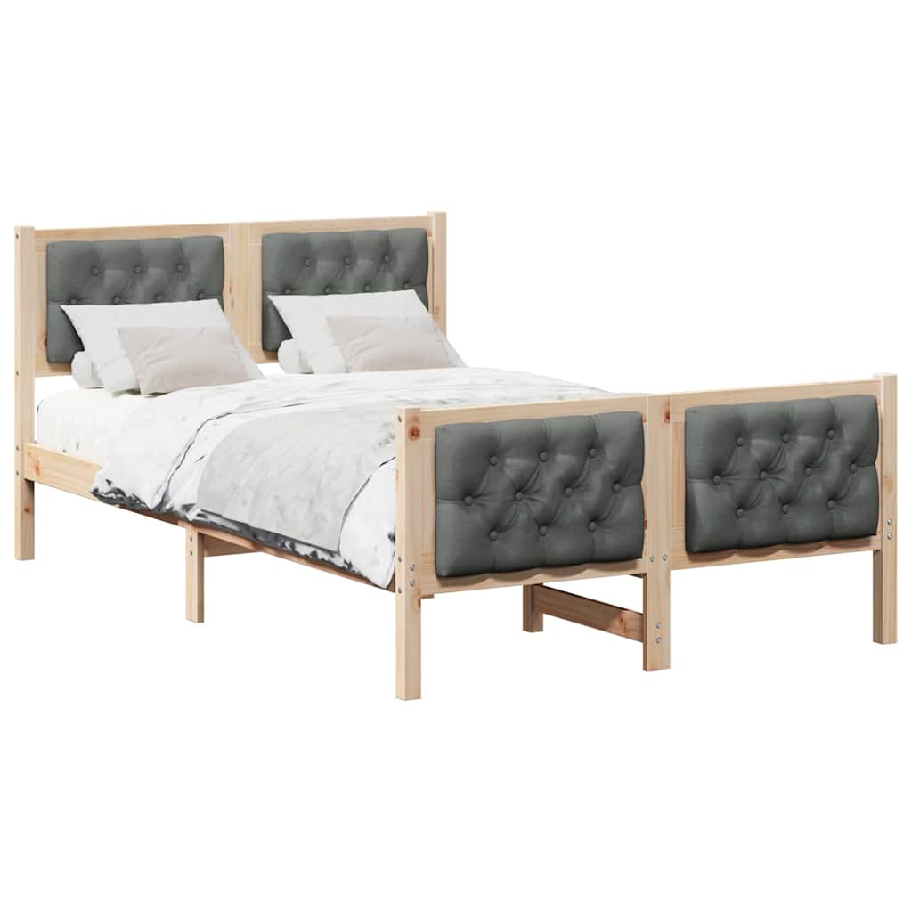 Bed Frame with Headboard Dark Grey 120 x 200 cm Solid Pine Wood